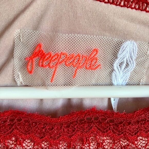 Free people cherry lace mixed mesh red dress small - Picture 5 of 8